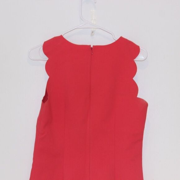 J. Crew Red Scalloped Shift Mini Dress Women Size 4 - Picture 6 of 10